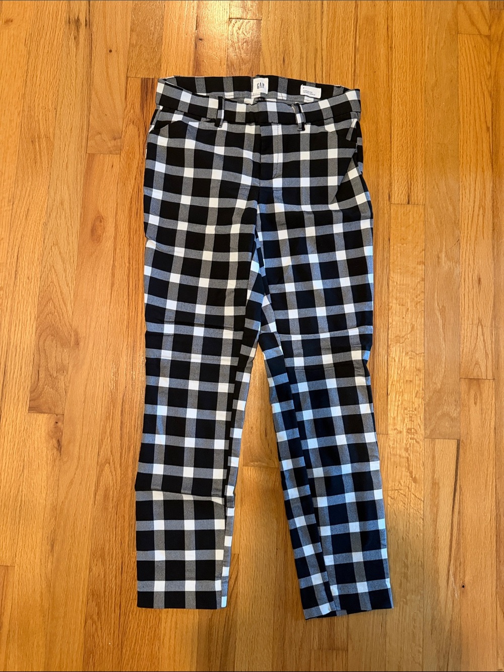 GAP Black and White Plaid Stretch Trousers
